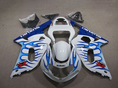 Wholesale 2001-2003 Suzuki GSXR 750 Motorcycle Fairings - White Blue Flame