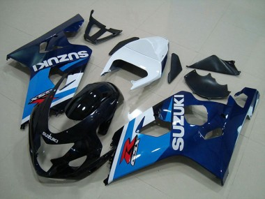 Wholesale 2004-2005 Suzuki GSXR 750 Motorcycle Fairings - White Blue Glossy Black