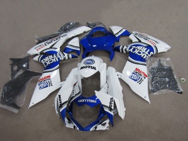 Wholesale 2011-2024 Suzuki GSXR 750 Motorcycle Fairings - White Lucky Strike Motul