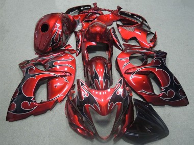 Wholesale 1996-2007 Suzuki GSXR 1300 Hayabusa Motorcycle Fairings - Red Silver Black Flame