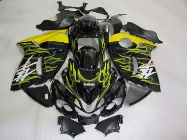 Wholesale 2008-2020 Suzuki GSXR 1300 Hayabusa Motorcycle Fairings - Glossy Black Yellow Flame