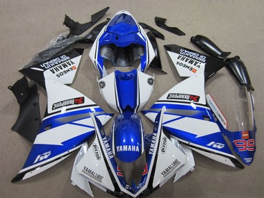 Wholesale 2012-2014 Yamaha YZF R1 Motorcycle Fairings - White Blue Black Pizzoli ENEOS Yamalube Semakin Didepan