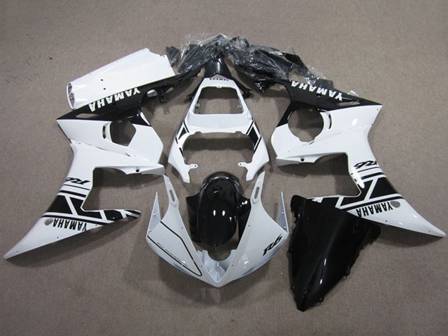 2003-2004 Yamaha YZF R6 Motorcycle Fairings Kits - White Glossy Black
