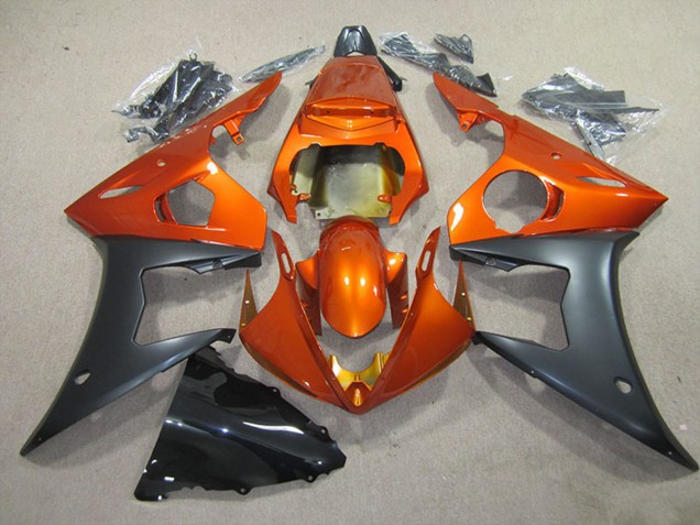 2003-2004 Yamaha YZF R6 Motorcycle Fairing - Orange Matte Black