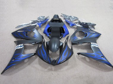 Wholesale 2003-2004 Yamaha YZF R6 Motorcycle Fairings - Matte Black Blue Flame