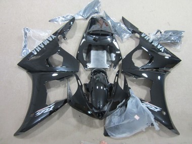 Wholesale 2003-2004 Yamaha YZF R6 Motorcycle Fairings - Glossy Black Silver Decals