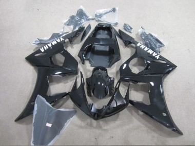 Wholesale 2003-2004 Yamaha YZF R6 Motorcycle Fairing - Glossy Black White Decals