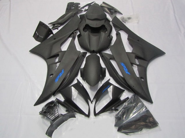 2006-2007 Yamaha YZF R6 Motorcycle Fairings - Matte Black Blue Decals