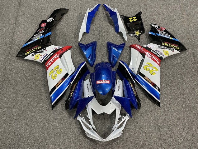 22 Rockstar White and Blue 11-24 GSXR 600-750 Fairings 22 Rockstar White and Blue 11-24 GSXR 600-750 Fairings