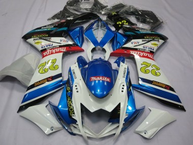 22 White and Blue 07-08 GSXR 1000 Fairings