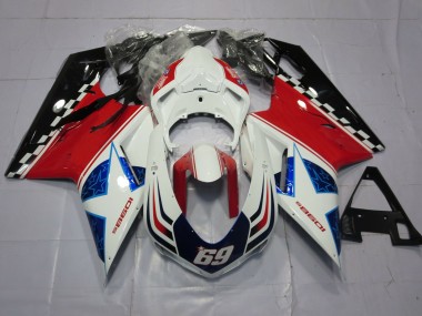 69 White and Red 07-14 Ducati 848 1098 1198 Fairings