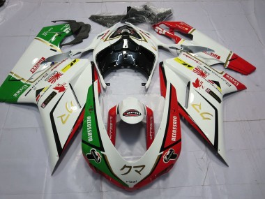77 White Red Green 07-14 Ducati 848 1098 1198 Fairings