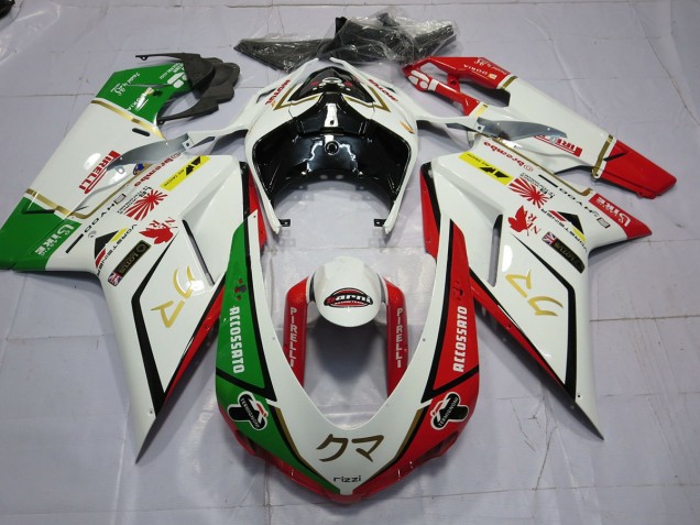 77 White Red Green 07-14 Ducati 848 1098 1198 Fairings