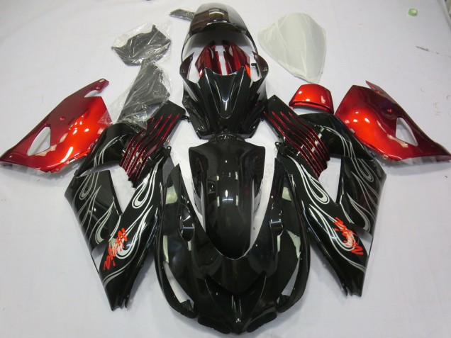 Black Flame Red 06-11 ZX14R Fairings Black Flame Red 06-11 ZX14R Fairings