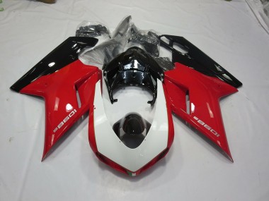 Black Red and White 07-14 Ducati 848 1098 1198 Fairings