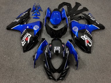 Black and Blue with Custom Logos 09-16 GSXR 1000 Fairings