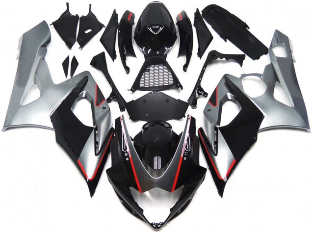 Black and Silver Gloss with Red 05-06 GSXR 1000 Fairings Black and Silver Gloss with Red 05-06 GSXR 1000 Fairings