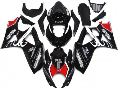 Black and White with Red Skrib 07-08 GSXR 1000 Fairings