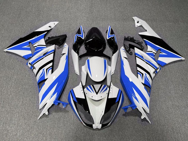 Blue White and Black Zag 09-12 ZX6R Fairings