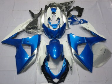 Blue and White 09-16 GSXR 1000 Fairings