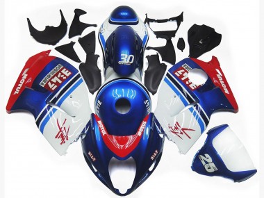 Blue and White Custom Logo Motul 97-07 GSXR 1300 Hayabusa Fairings