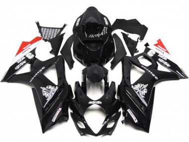 Custom Black with Hint of White and Red 07-08 GSXR 1000 Fairings