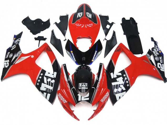 Custom Red and Black Logos 06-07 GSXR 600-750 Fairings