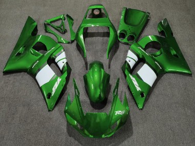Deep Green & White 98-02 R6 Fairings