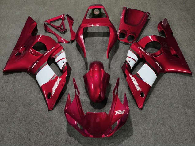 Deep Red & White 98-02 R6 Fairings Deep Red & White 98-02 R6 Fairings