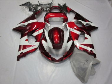 Deep Red and White 00-02 GSXR 1000 Fairings