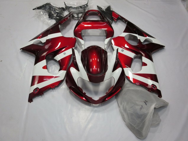 Deep Red and White 00-02 GSXR 1000 Fairings
