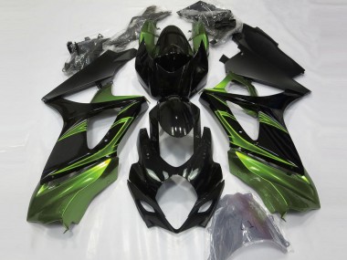 Electric Green and Gloss Black 07-08 GSXR 1000 Fairings
