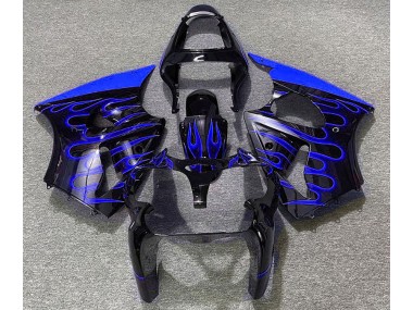 Gloss Black & Blue Flame 00-02 ZX6R Fairings
