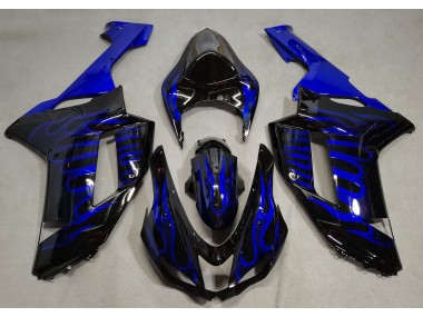 Gloss Black & Blue Flame 07-08 ZX6R Fairings