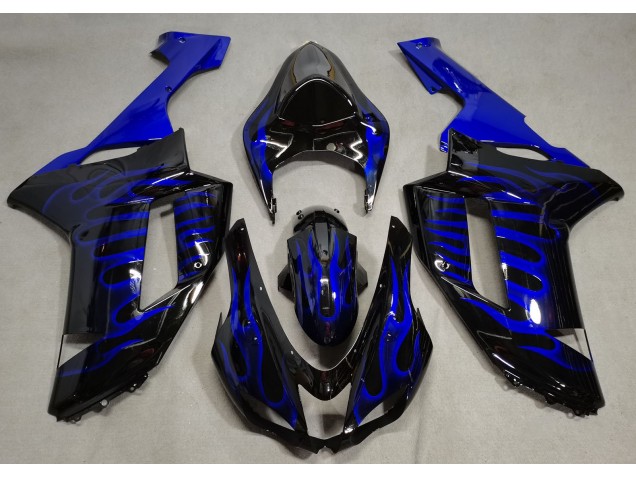 Gloss Black & Blue Flame 07-08 ZX6R Fairings Gloss Black & Blue Flame 07-08 ZX6R Fairings