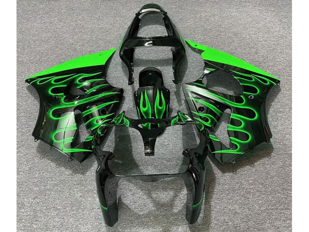 Gloss Black & Green Flame 00-02 ZX6R Fairings Gloss Black & Green Flame 00-02 ZX6R Fairings