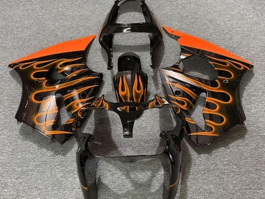 Gloss Black & Orange Flame 00-02 ZX6R Fairings