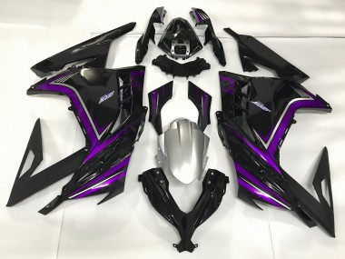 Gloss Black & Purple 13-18 Ninja 300 Fairings