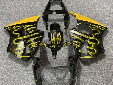 Gloss Black & Yellow Flame 00-02 ZX6R Fairings