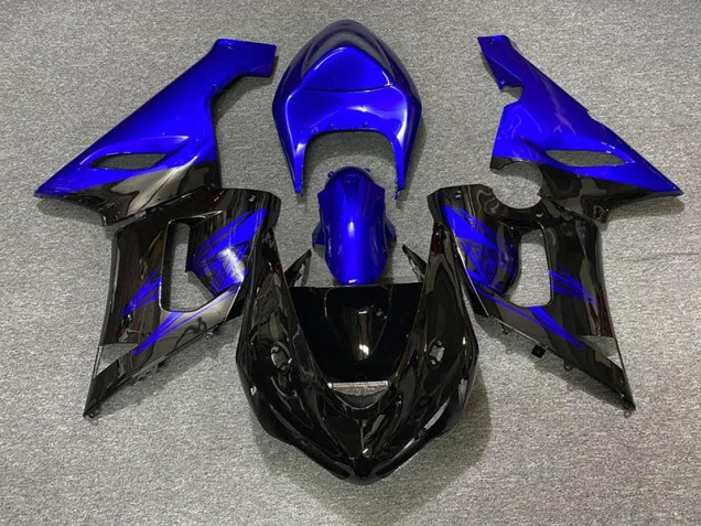 Gloss Black and Blue 05-06 ZX6R Fairings