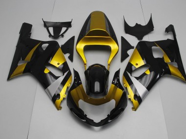 Gloss Black and Gold 01-03 GSXR 600-750 Fairings