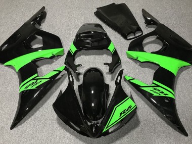 Gloss Black and Green 03-04 R6 Fairings