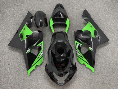 Gloss Black and Green 04-05 GSXR 600-750 Fairings