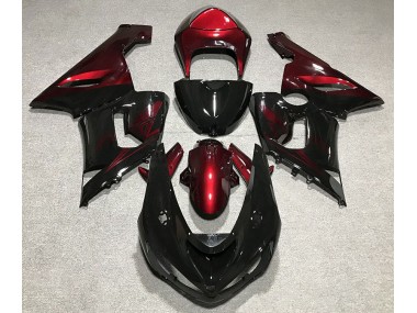 Gloss Black and Red 05-06 ZX6R Fairings