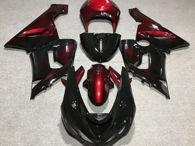 Gloss Black and Red 05-06 ZX6R Fairings