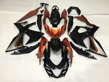 Gloss Black and Shiny Orange 09-16 GSXR 1000 Fairings