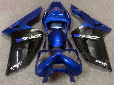Gloss Blue and Black 03-04 ZX6R Fairings