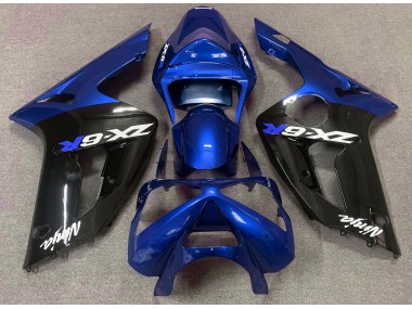 Gloss Blue and Black 03-04 ZX6R Fairings