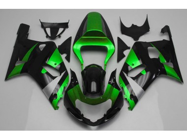 Gloss Green and Black 01-03 GSXR 600-750 Fairings