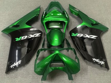 Gloss Green and Black 03-04 ZX6R Fairings